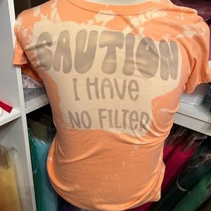 Soft cotton/polyester blend orange bleached short sleeve shirt